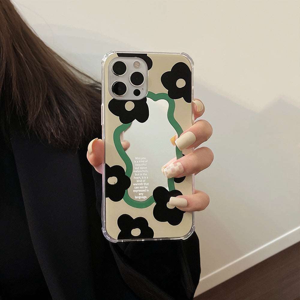 Black Flower Mirror iPhone Case CaseDropp