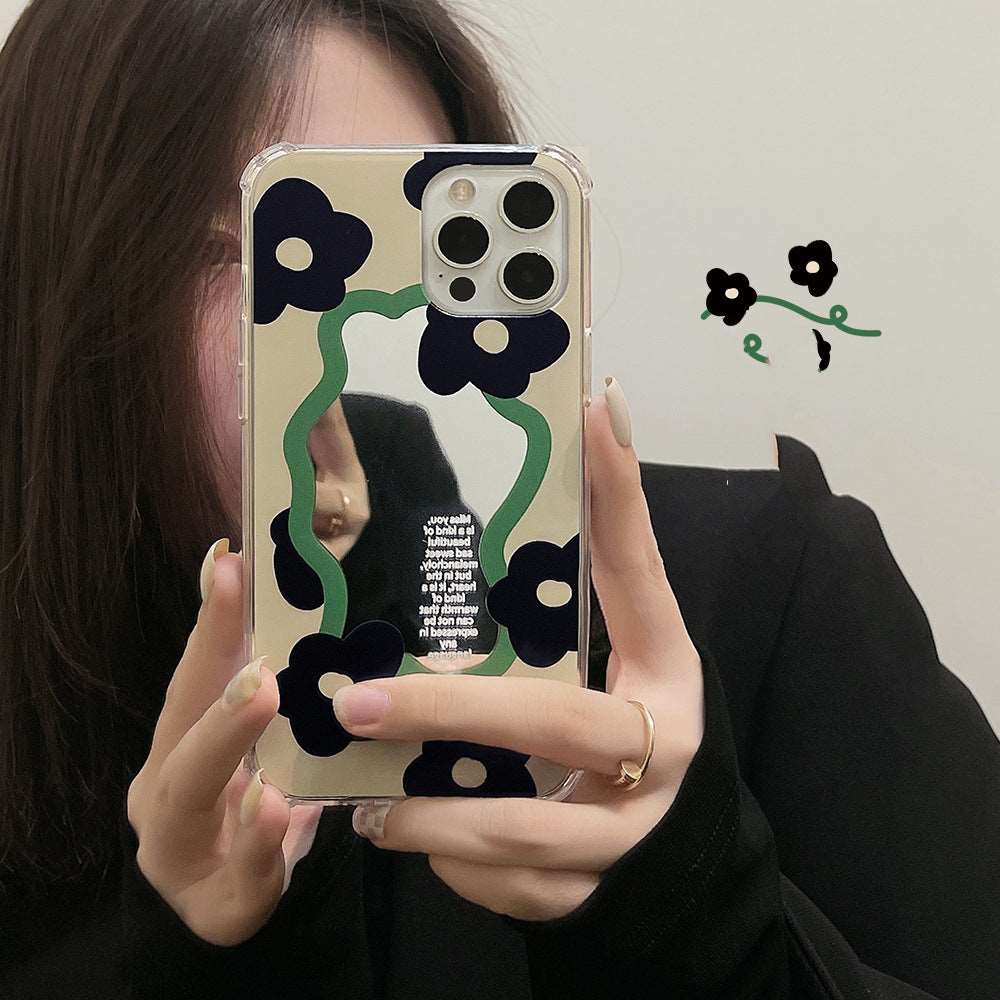 Black Flower Mirror iPhone Case CaseDropp